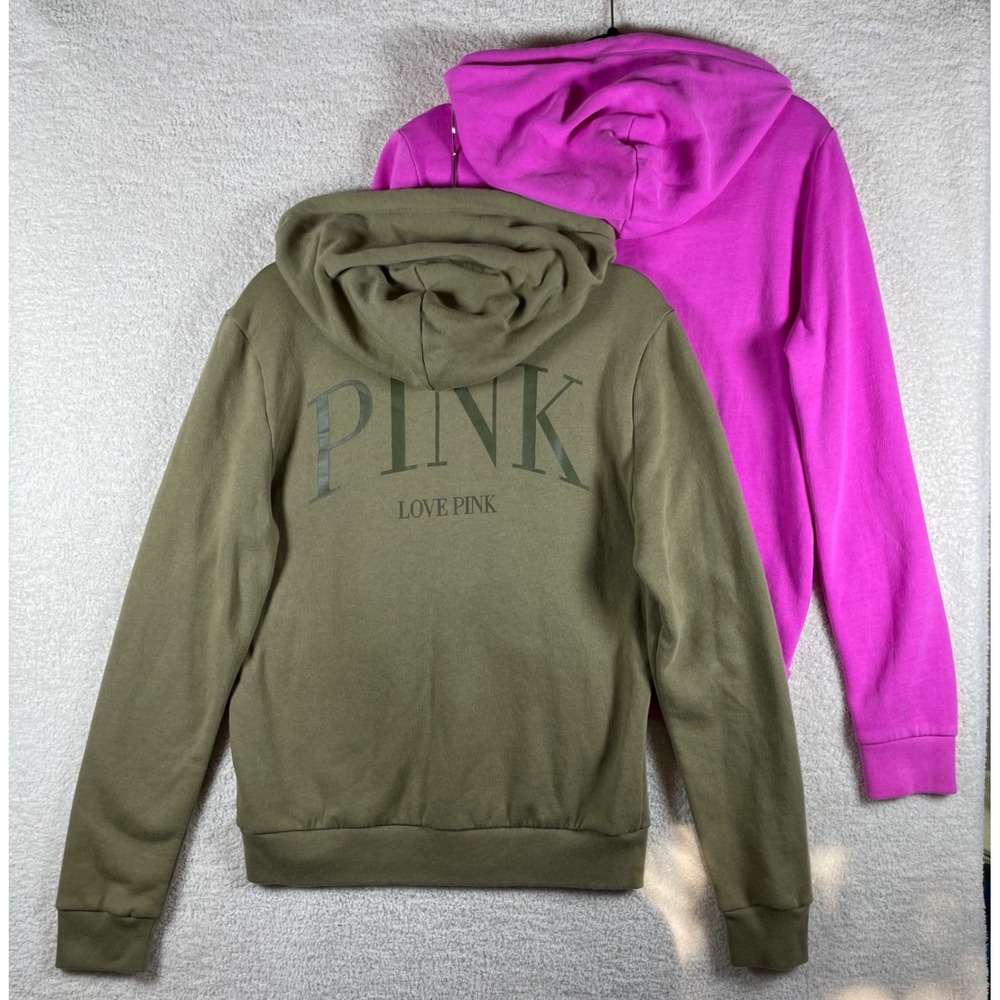 (lot of 2) PINK everyday fleece zip hoodies S lounge comfort cozy back to school